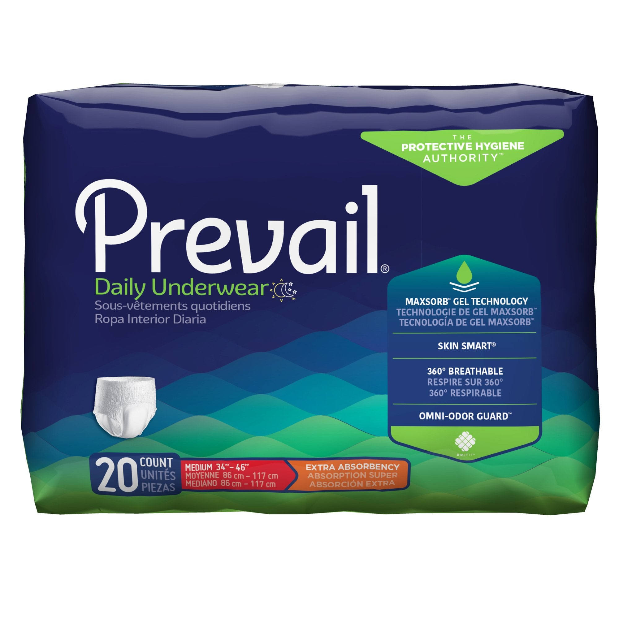 Prevail Extra Absorbency Comfort Shape Plus Incontinent Underwear - 20 Pack, Medium