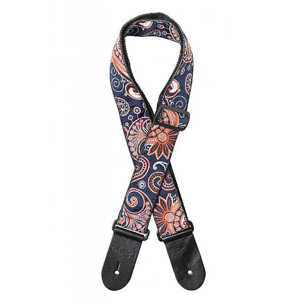 Stagg Woven Nylon Guitar Strap Red/Blue Paisley Pattern 2 Blue Paisley