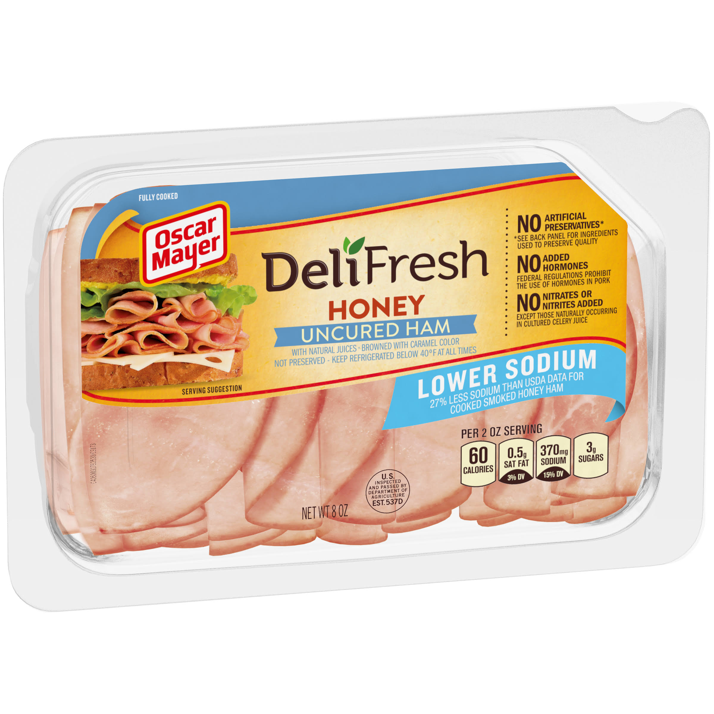 Oscar Mayer Deli Fresh Ham, Uncured, Lower Sodium, Honey - 8 oz