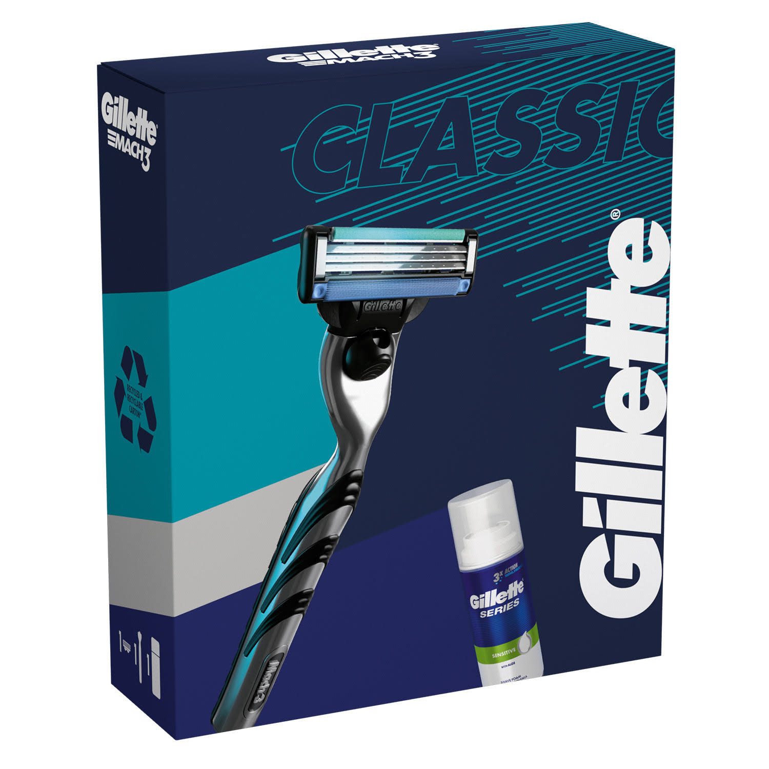 Gillette Gift Set Mach3 Razor for Men & Sensitive Shaving Foam 100ml