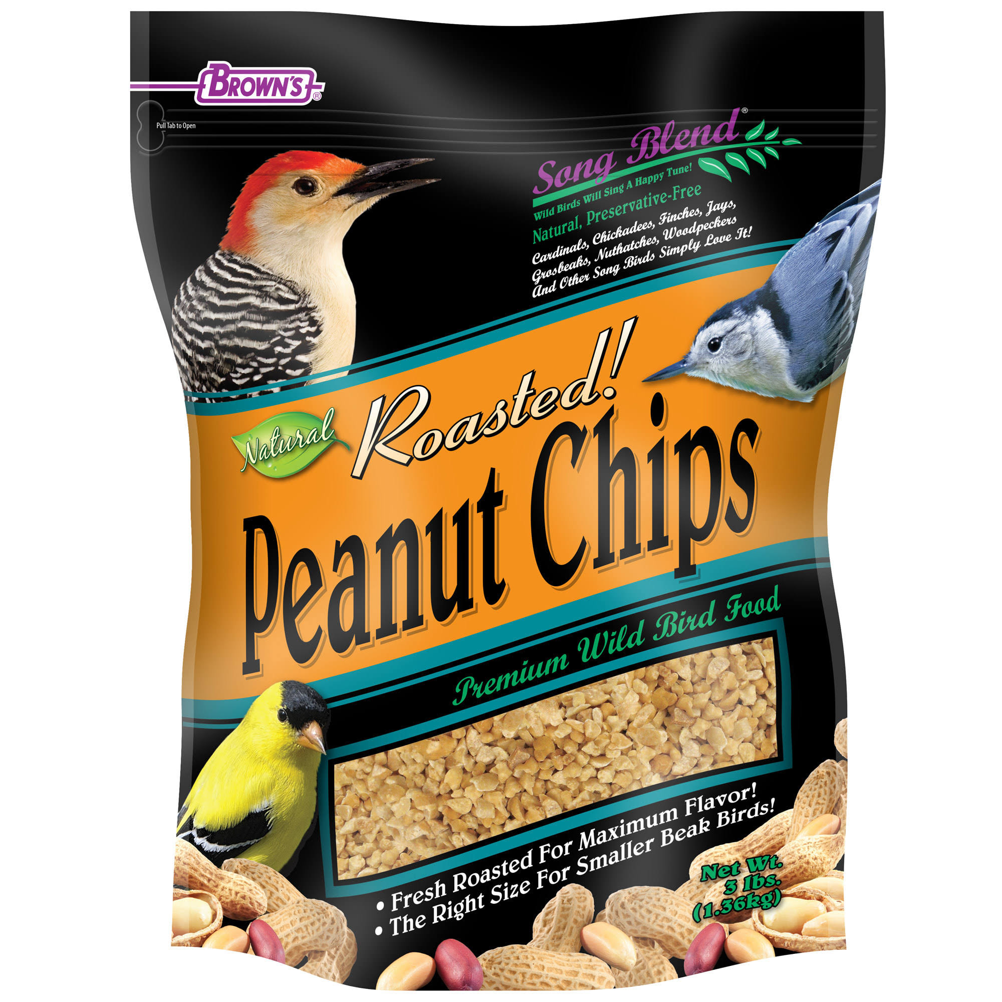 FM Brown's Song Blend Roasted Peanut Chips Bird Treat - 3lbs