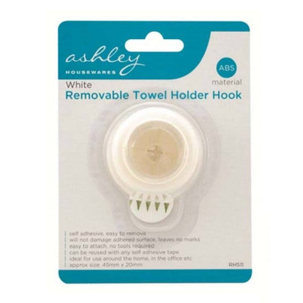 Ashley White Removable Towel Holder Hook