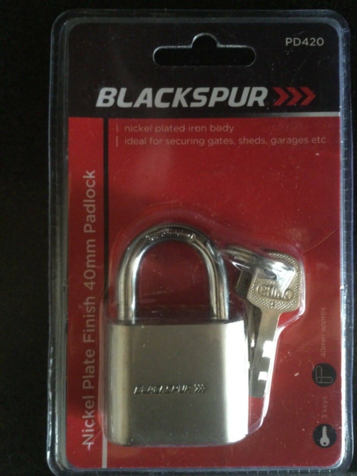 Blackspur PD420 Nickel Plate Finish 40mm Padlock with 3 Keys