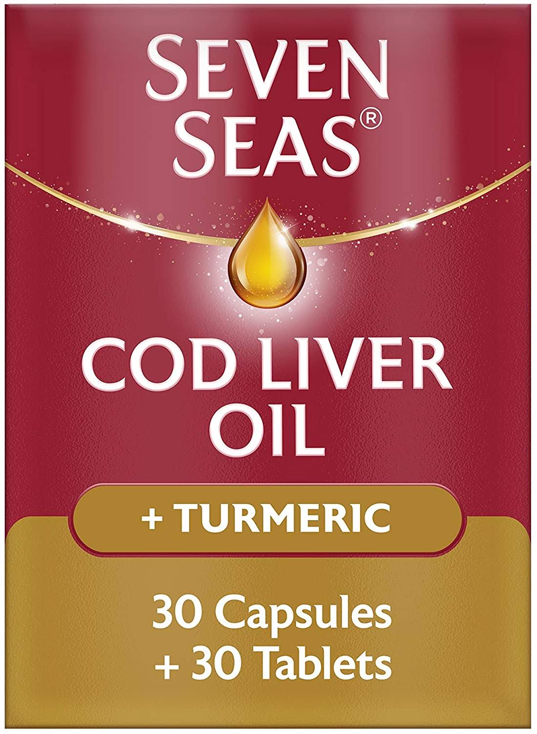 Seven Seas Cod Liver Oil Plus Turmeric, 30 Capsules + 30 Tablets