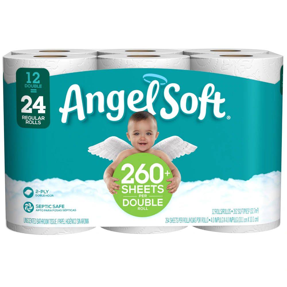 3 Pack of Angel Soft Toilet Paper Double Rolls Septic and Sewer Safe -- 12 Double Rolls