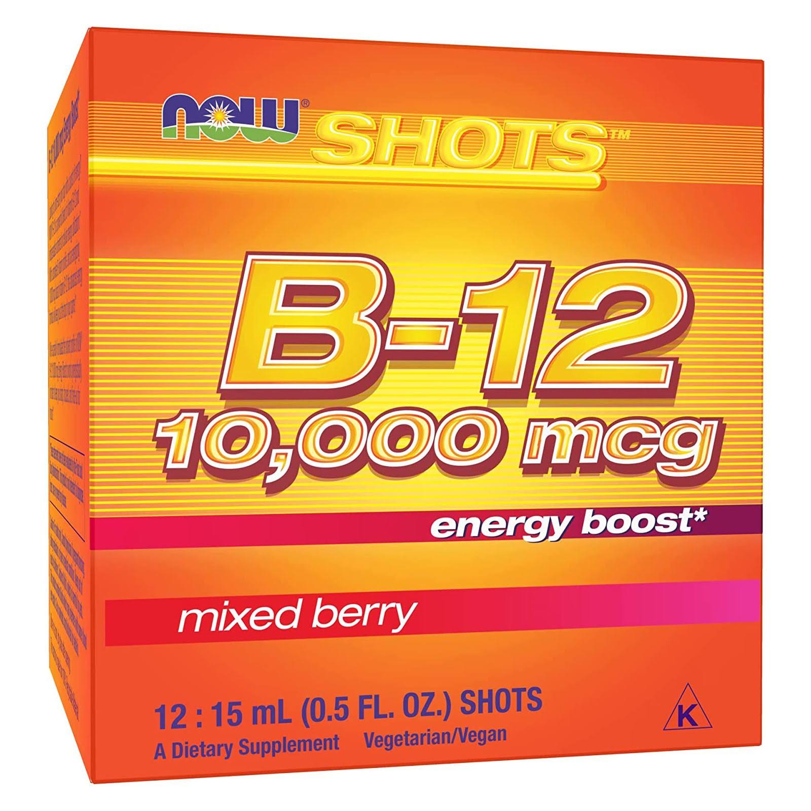 Now Foods Shots B-12 Supplement - 1000mcg, Mixed Berry, 12 Shots, 180ml