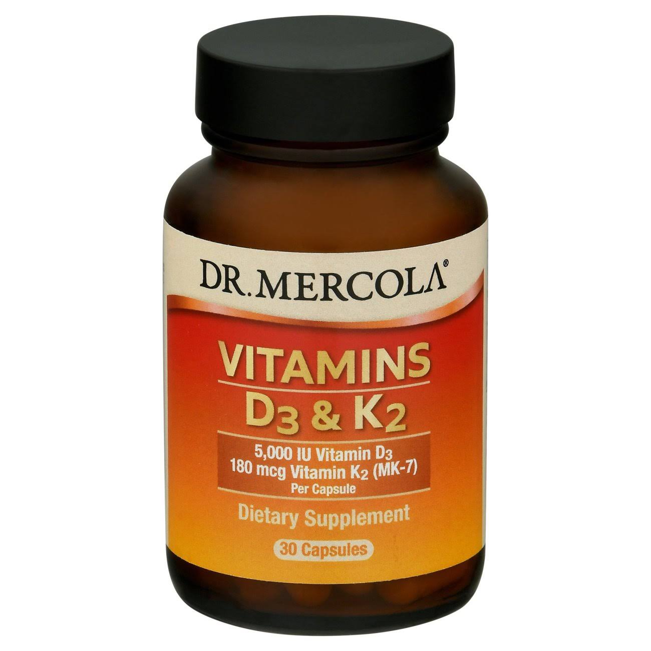 Dr. Mercola Vitamins D & K2 Dietary Supplement - 30 Capsules