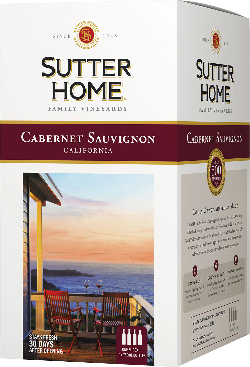 Sutter Home Cabernet Sauvignon, California - 4 pack, 750 ml bottles