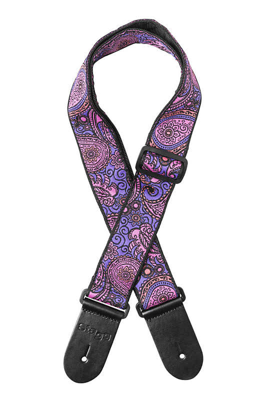 Stagg Woven Nylon Guitar Strap with Pink Paisley