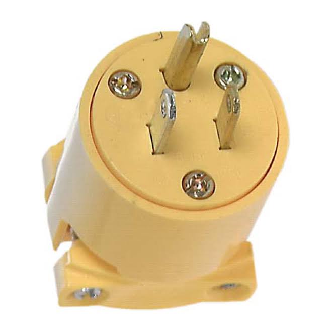 Cooper Wiring Devices Vinyl Three Wire Plug - Yellow, 15A