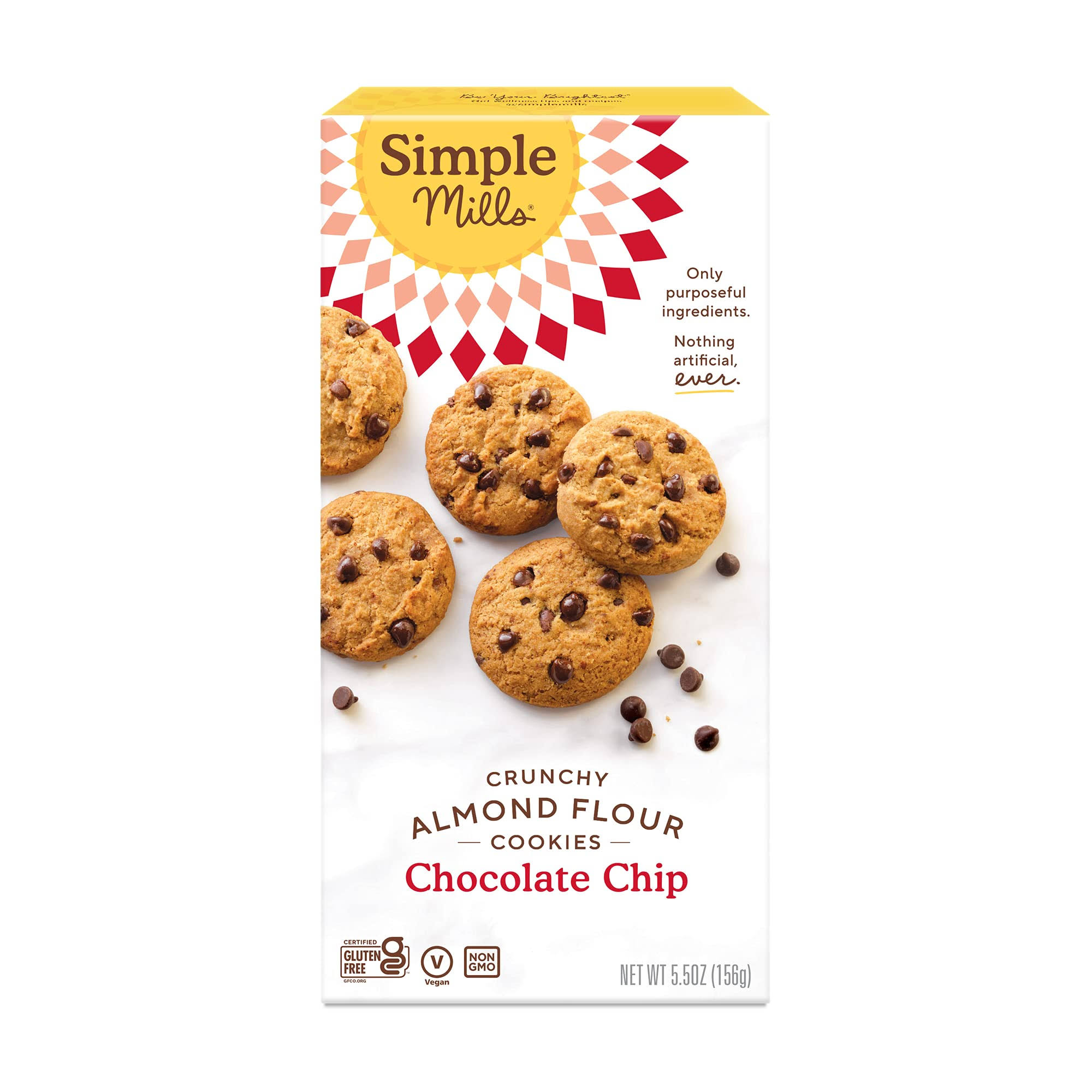 Simple Mills Crunchy Cookies - Chocolate Chip, 5.5oz