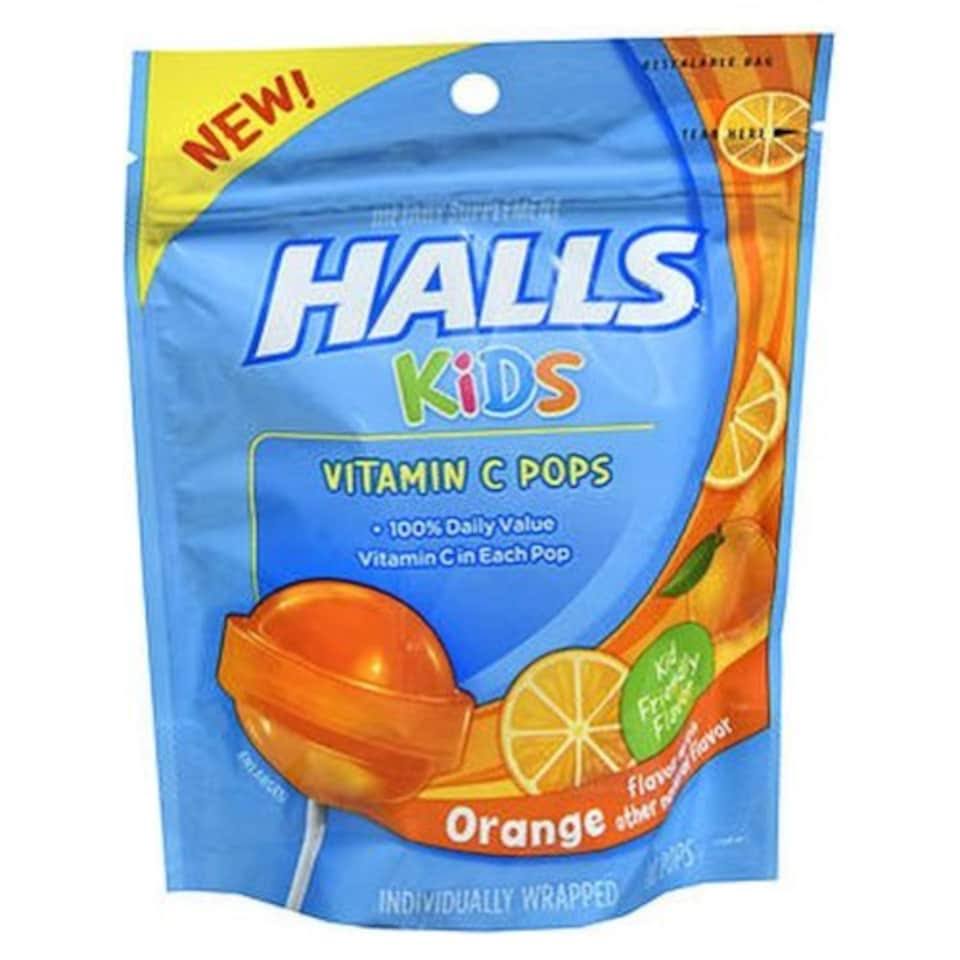 Halls Kids Pops Vitamin C Pops - Orange, 10 Pops
