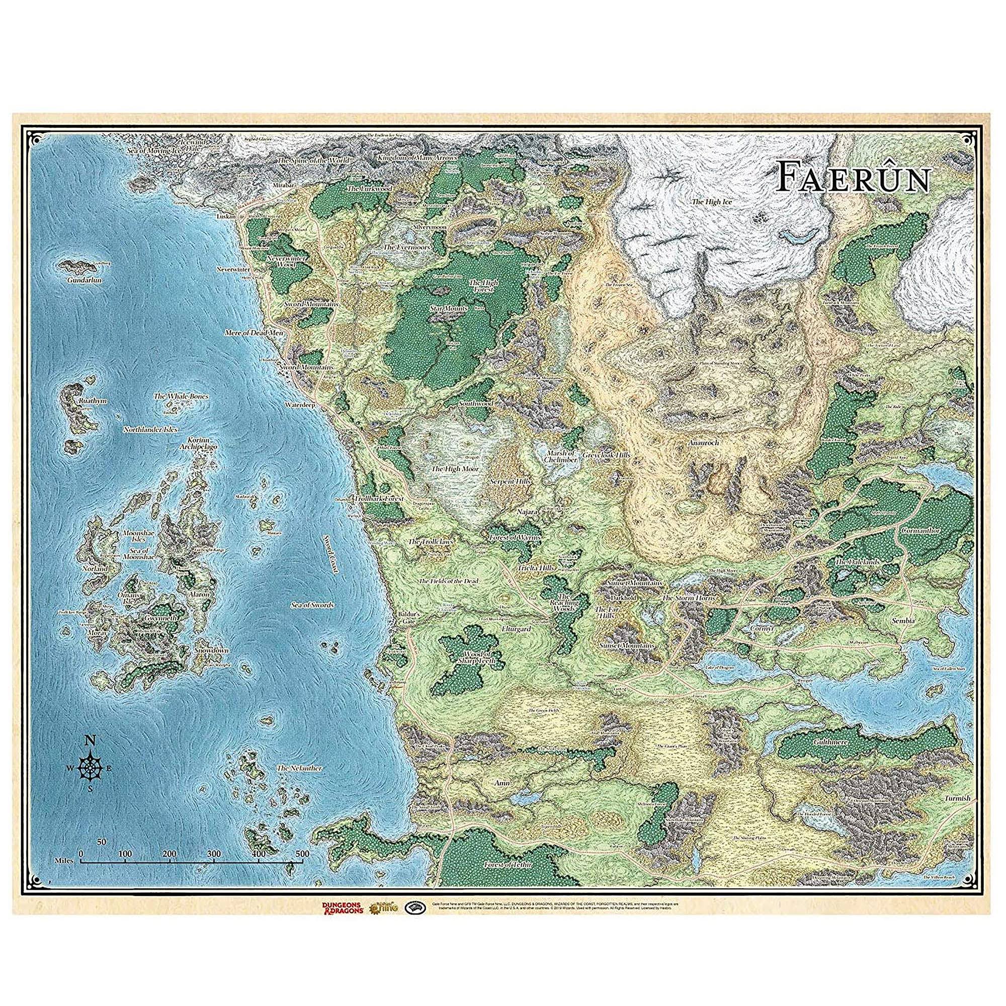 Dungeons & Dragons: Sword Coast Adventurer's Guide Faerun Map