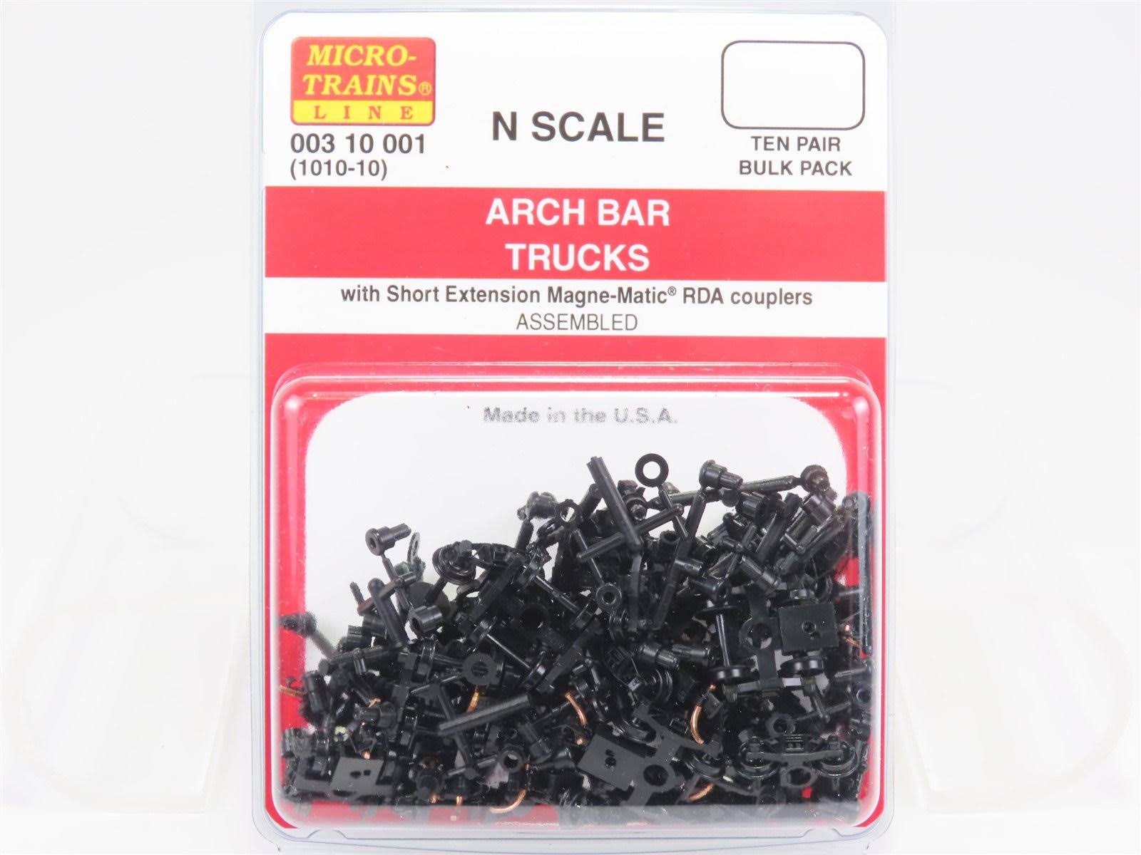 Micro-Trains MTL N-Scale Arch Bar Trucks/Short Extension Couplers/Black/10 Pair 00310001