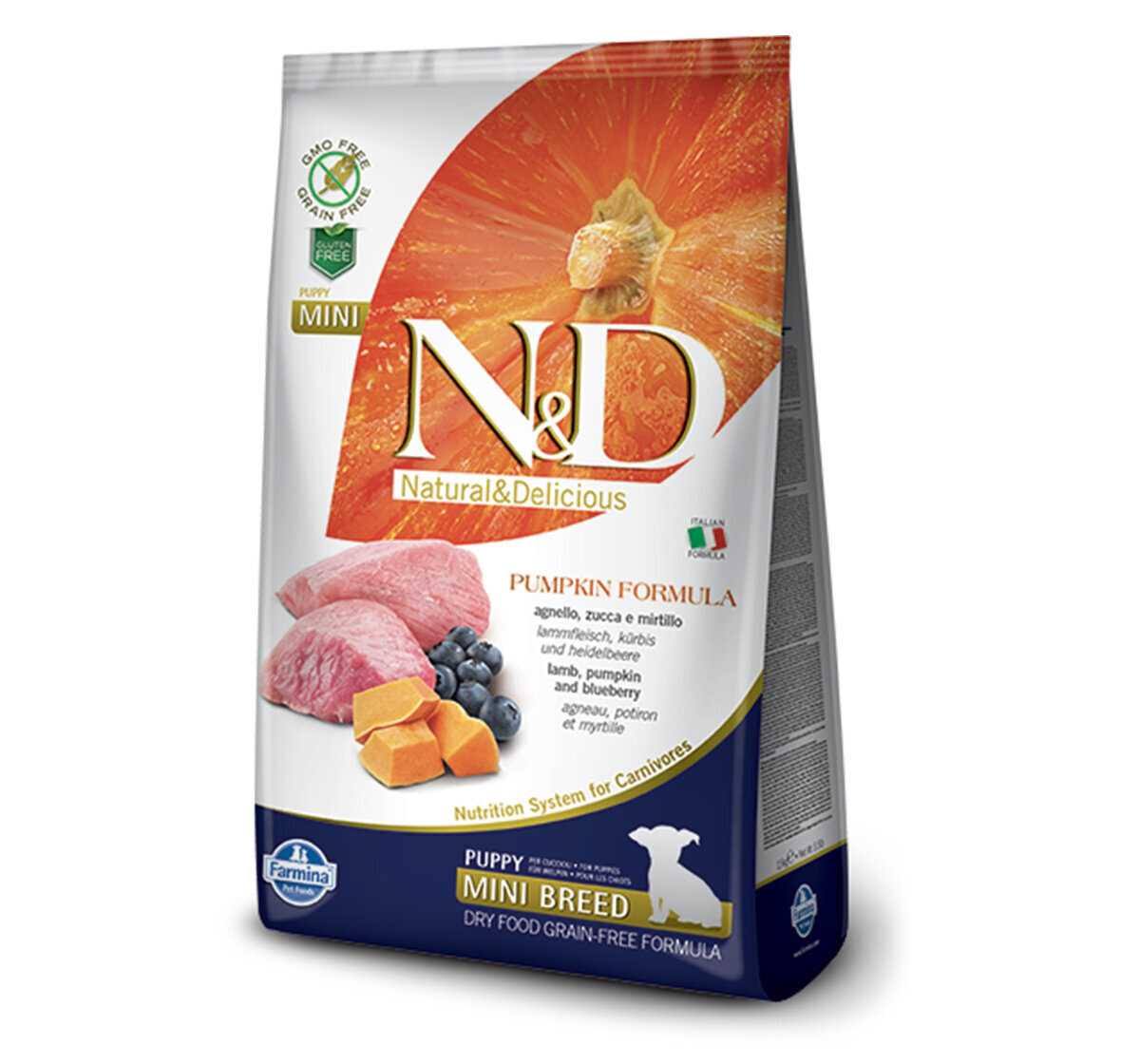 N&D Pumpkin Grain Free Puppy Mini Dog Food - Lamb & Blueberry, 7kg