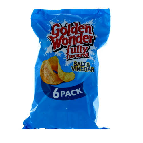 Golden Wonder Fully Flavoured Chips - Salt & Vinegar, 6 Pack, 150g