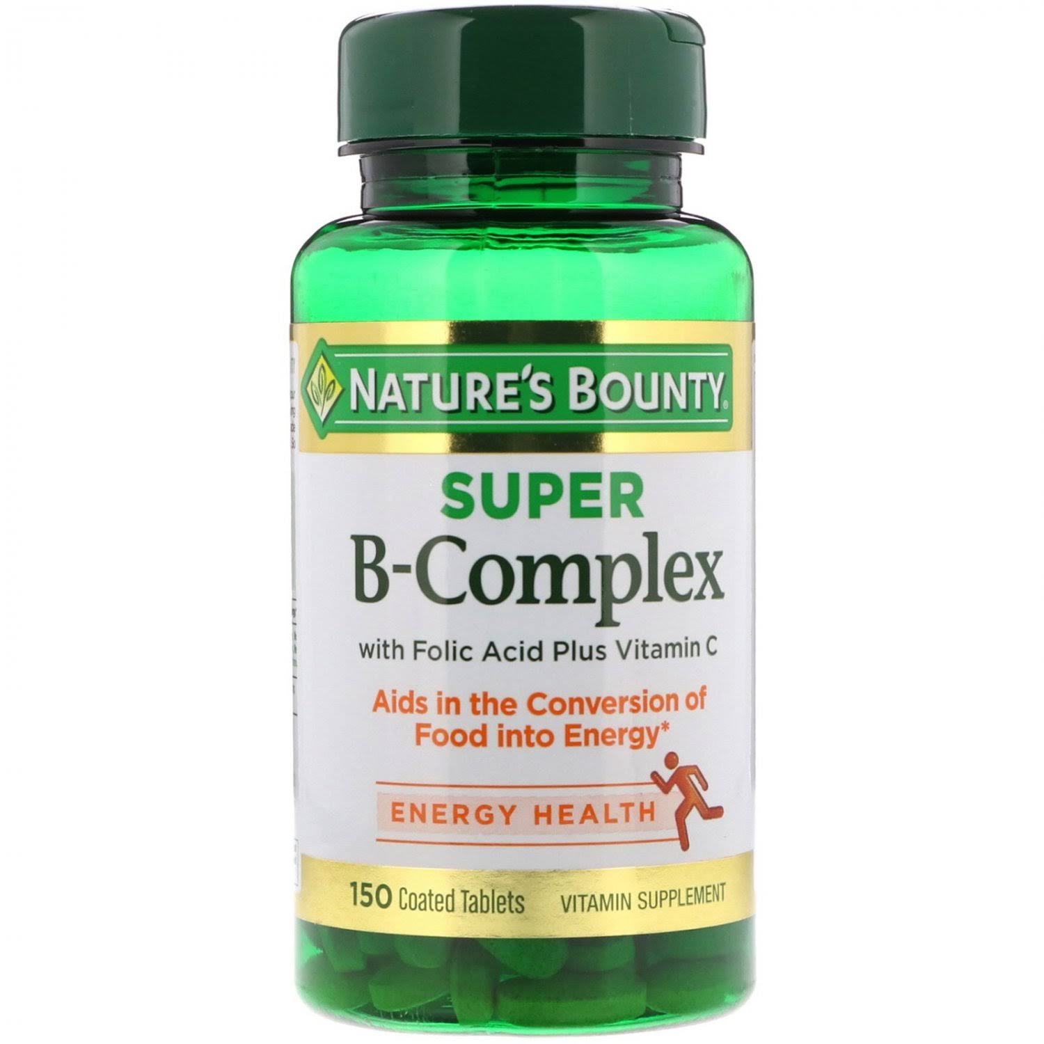 Nature's Bounty Super B-Complex With Folic Acid Plus Vitamin C - 150 Tablets