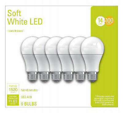 LED Light Bulbs, Frosted Soft White, 14-Watts, 1100 Lumens, 6-Pk. -93098309