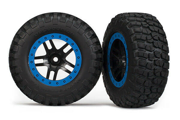 Traxxas 5883A Slash 4x4 SCT Split Spoke Wheel-Mounted Mud Terrain Tires - Blue