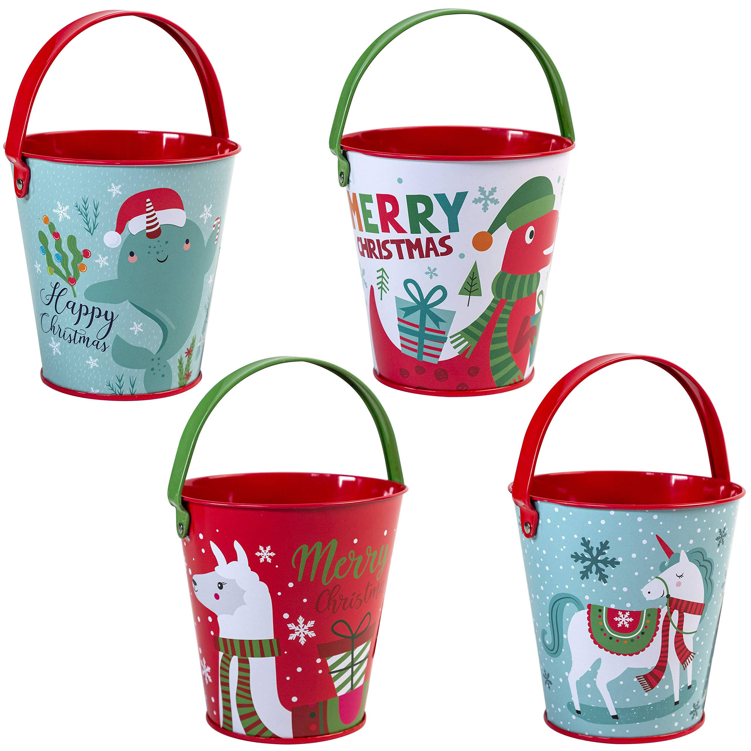 Ddi 2351952 4 in. Christmas Metal Pail Assorted Color - Case of 24