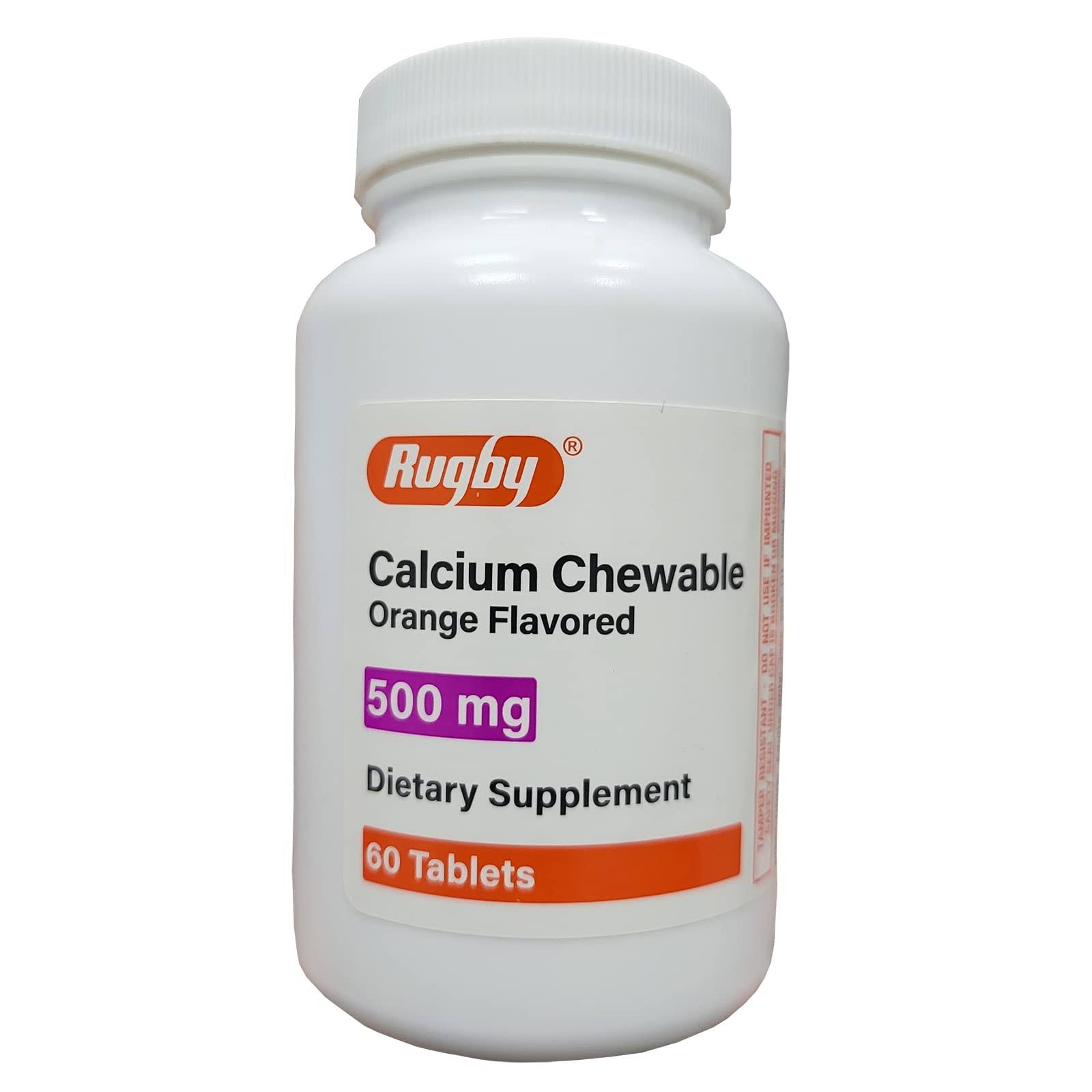 Rugby Laboratories Calcium with Vitamin D Chewable Tablets, Orange Flavored Supp