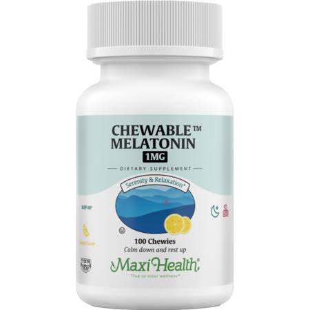 Maxi Health Kosher Chewable Melatonin 1 mg Lemon Flavor - 100 Chewable Tablets