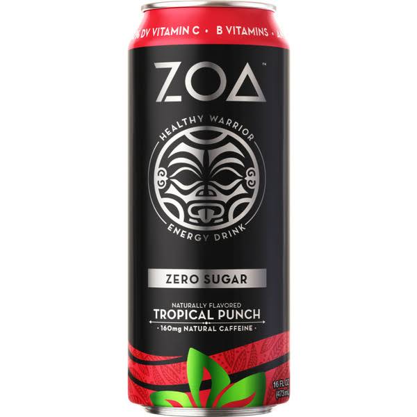 Zoa Energy Drink, Tropical Punch, Zero Sugar, 16 fl oz.