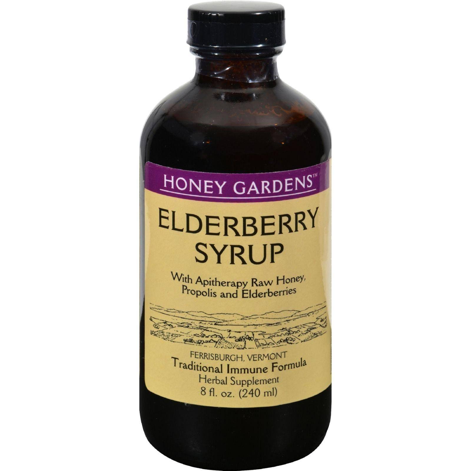 Honey Garden Apitherapy Organic Elderberry Syrup Extract - with Propolis, 8oz