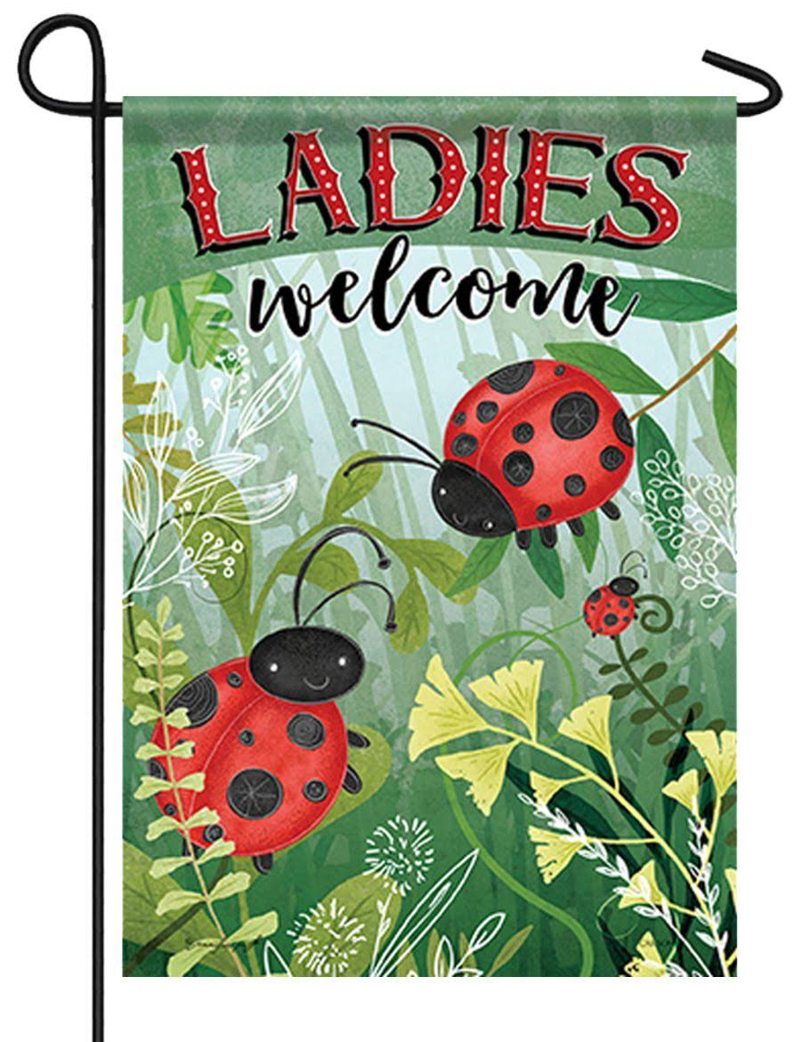 Carson Home Accents CHA49963 Ladies Welcome Garden Flag, Red & Black - 12.5 x 18 in.