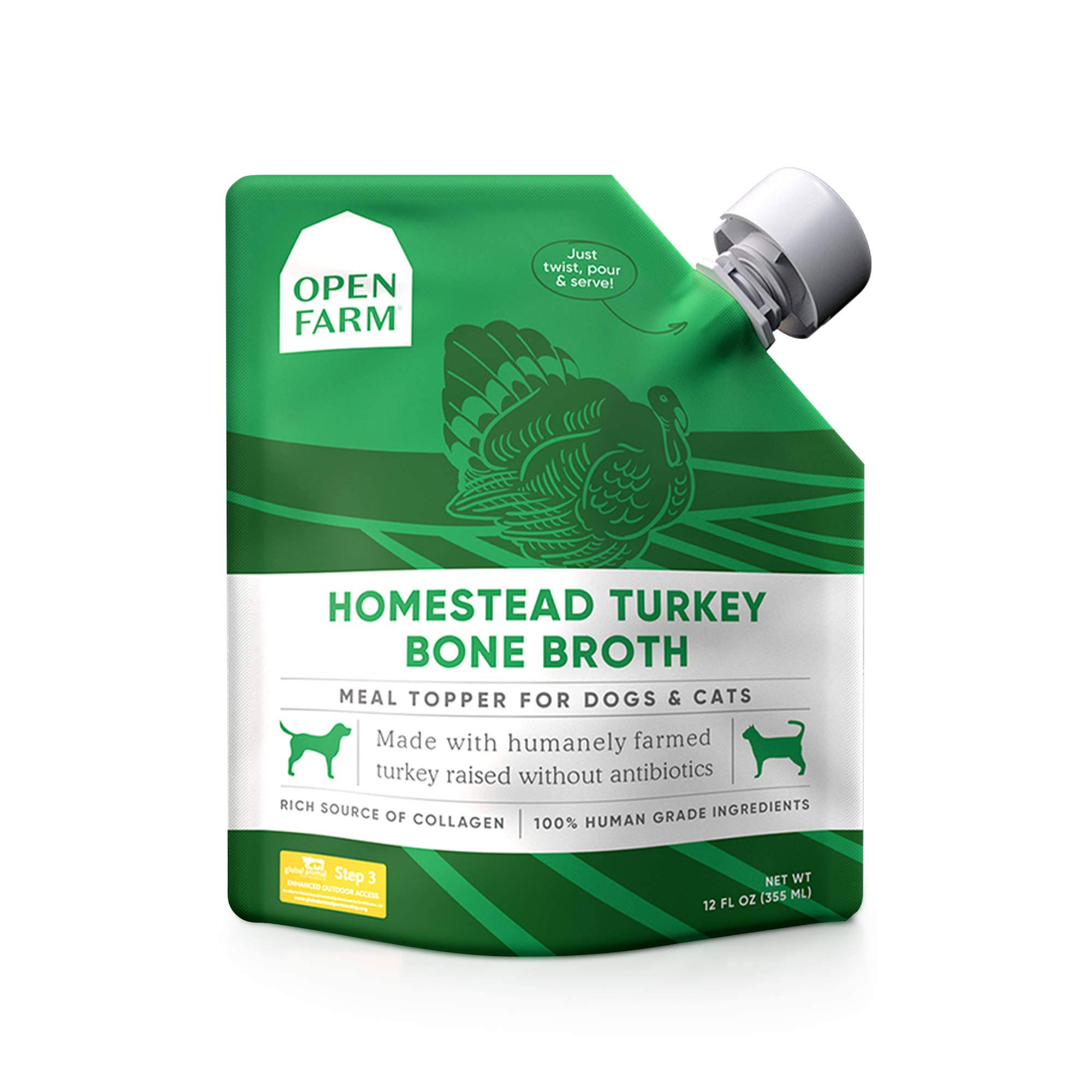 Open Farm Homestead Turkey Bone Broth for Dogs 12 oz