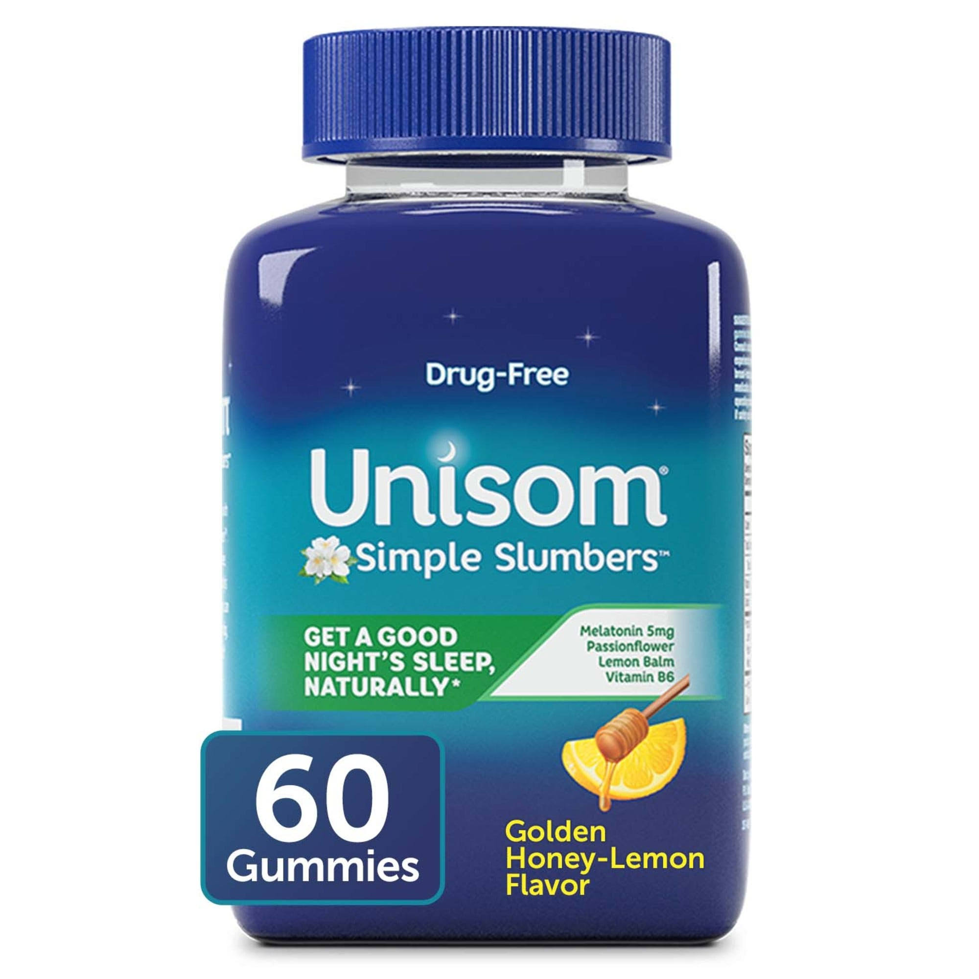 Unisom Simple Slumbers Melatonin, 5 mg, Gummies, Golden Honey-Lemon - 60 gummies