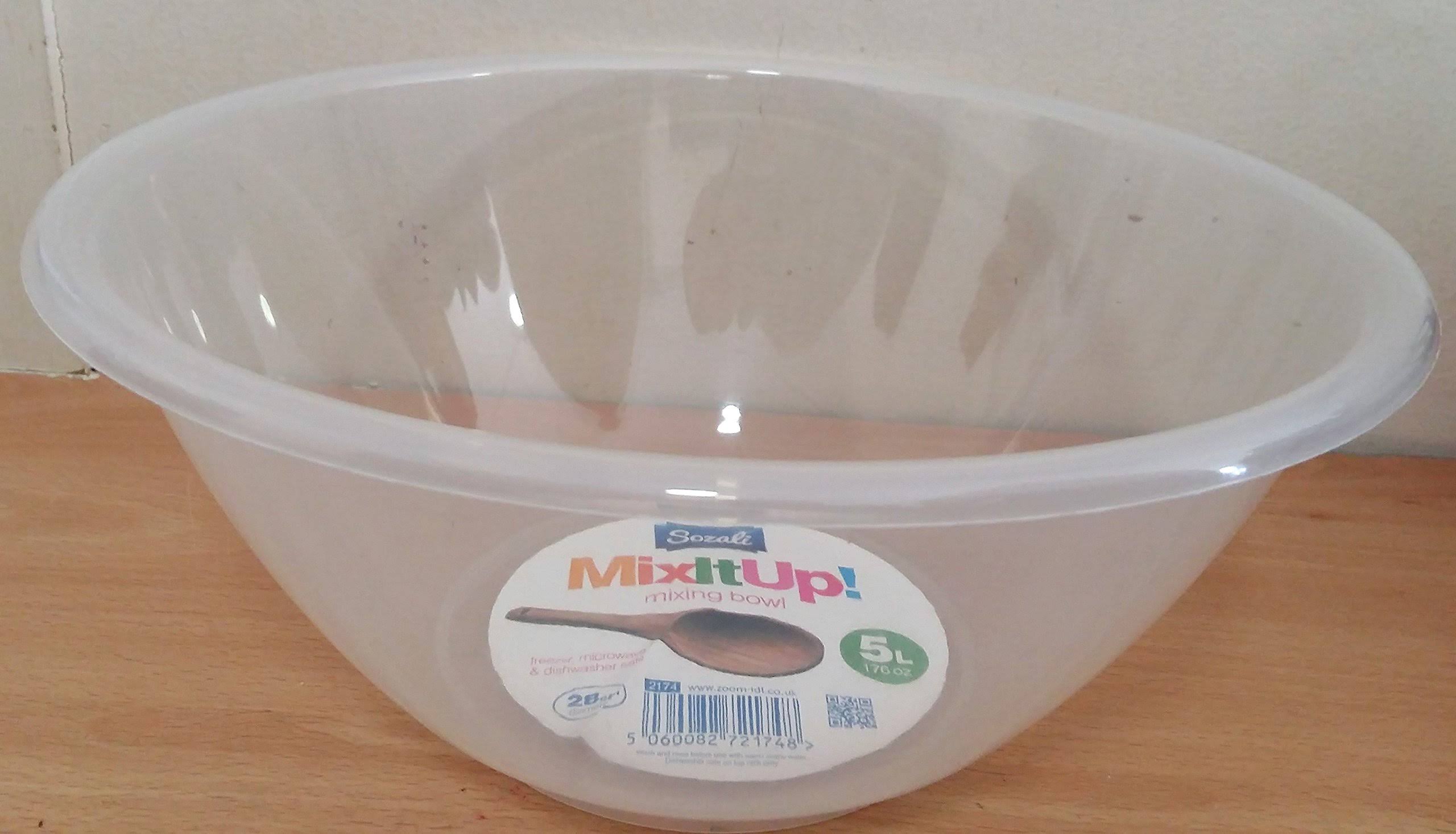 MUQU Mixing Bowl, Plastic - 5L, 28cm - for Baking, Kitchen, Cooking Pack of 2
