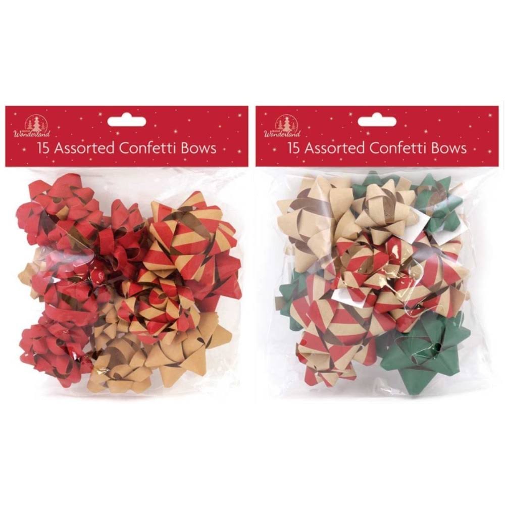 Pack of 15 Assorted Kraft Bows