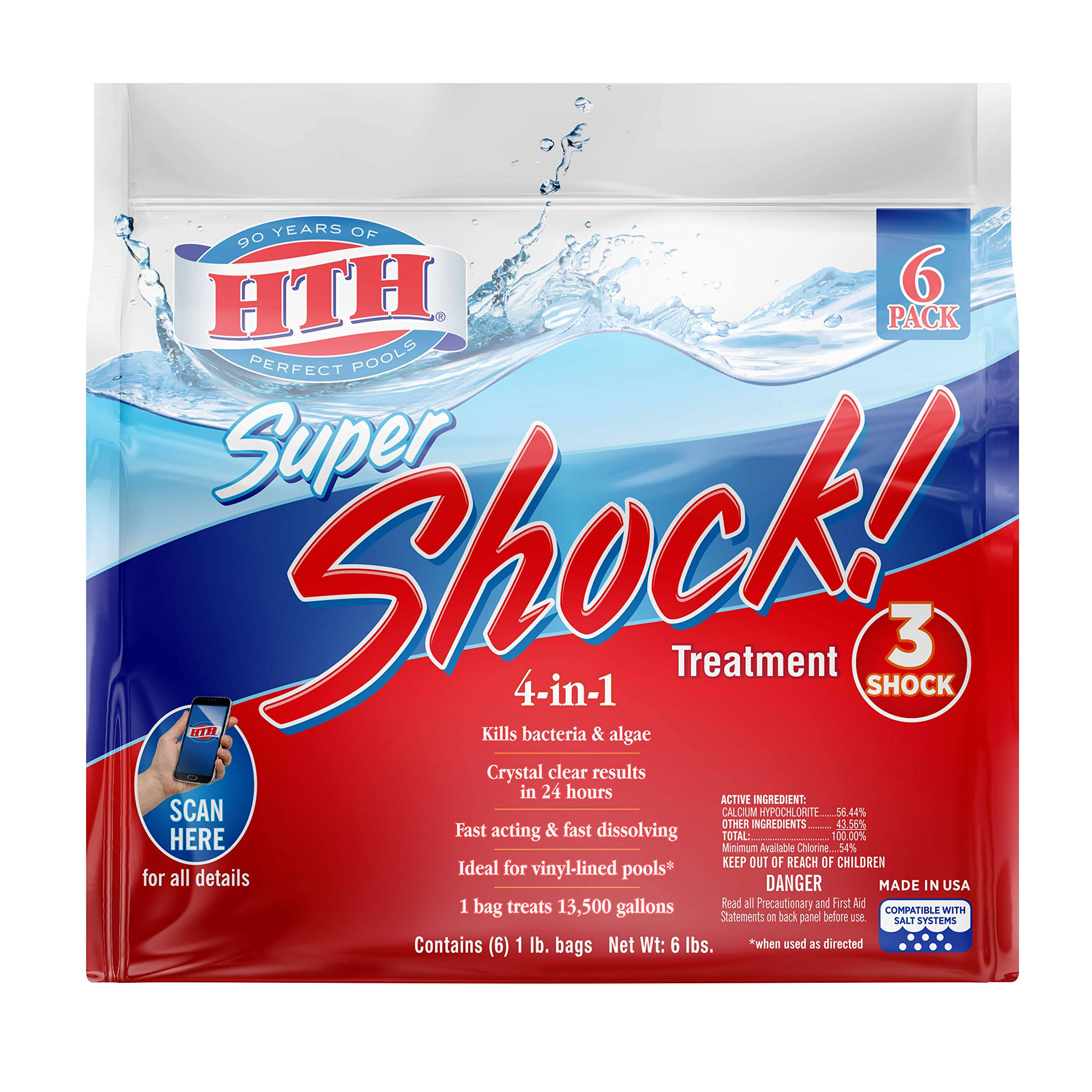 Hth Super Shock 52023 Super Shock Treatment, Solid, Chlorine-Like, 6 LB