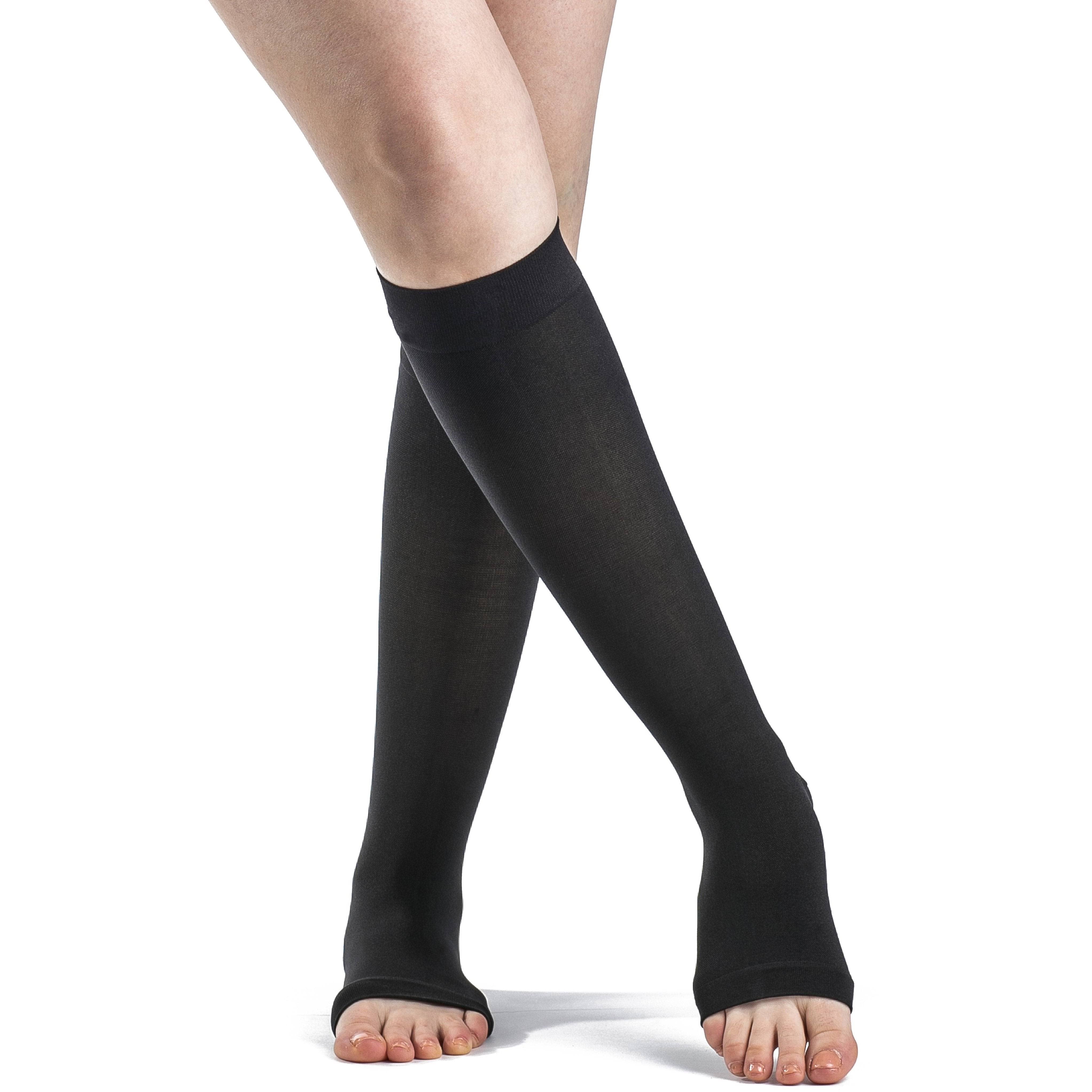 Sigvaris Soft Opaque Closed Toe Knee High Socks - Black, Size 99 Medium Long