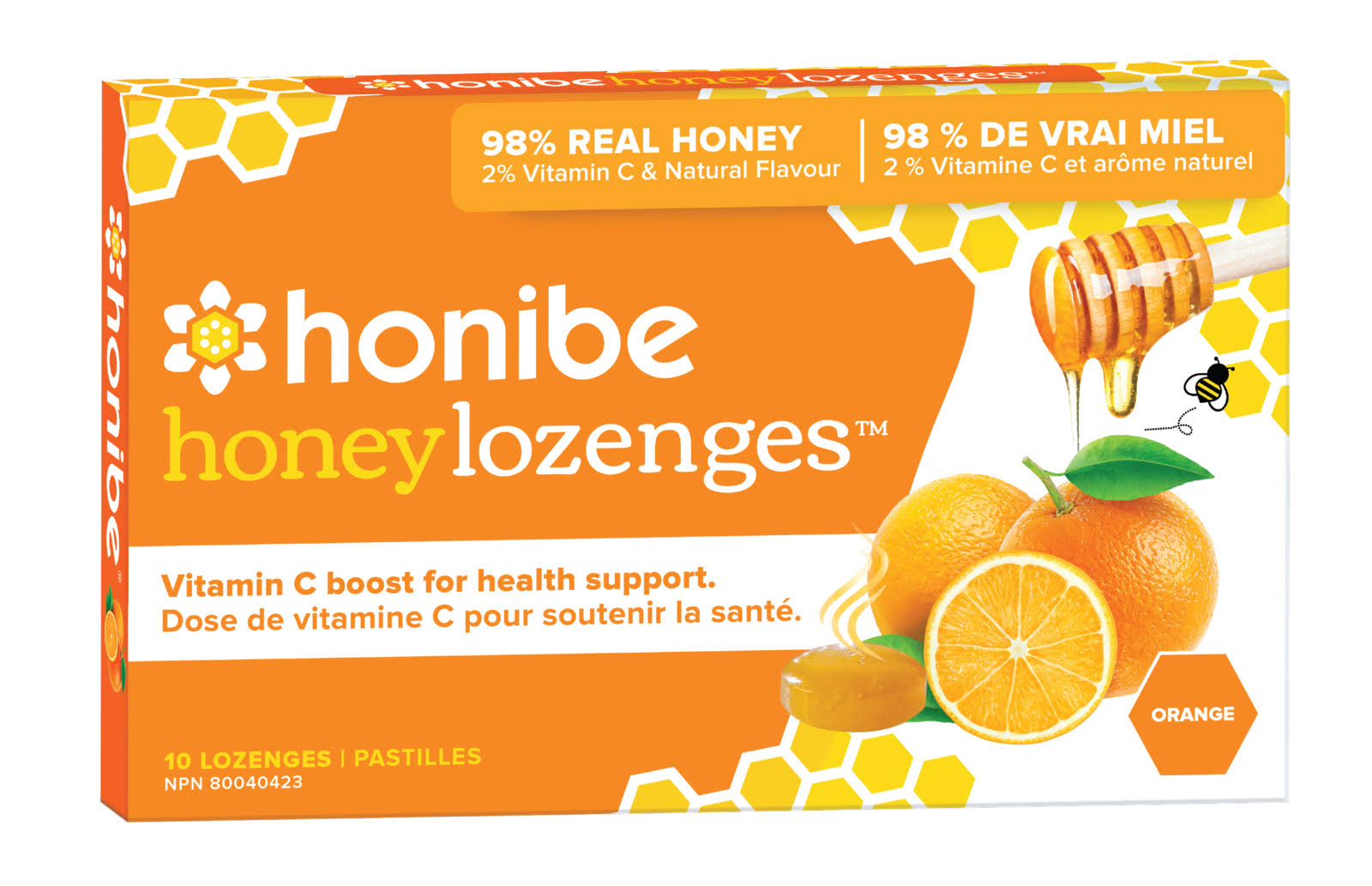 Honibe Honey Lozenges for Health Support Orange 10 Packs x 10 Canada