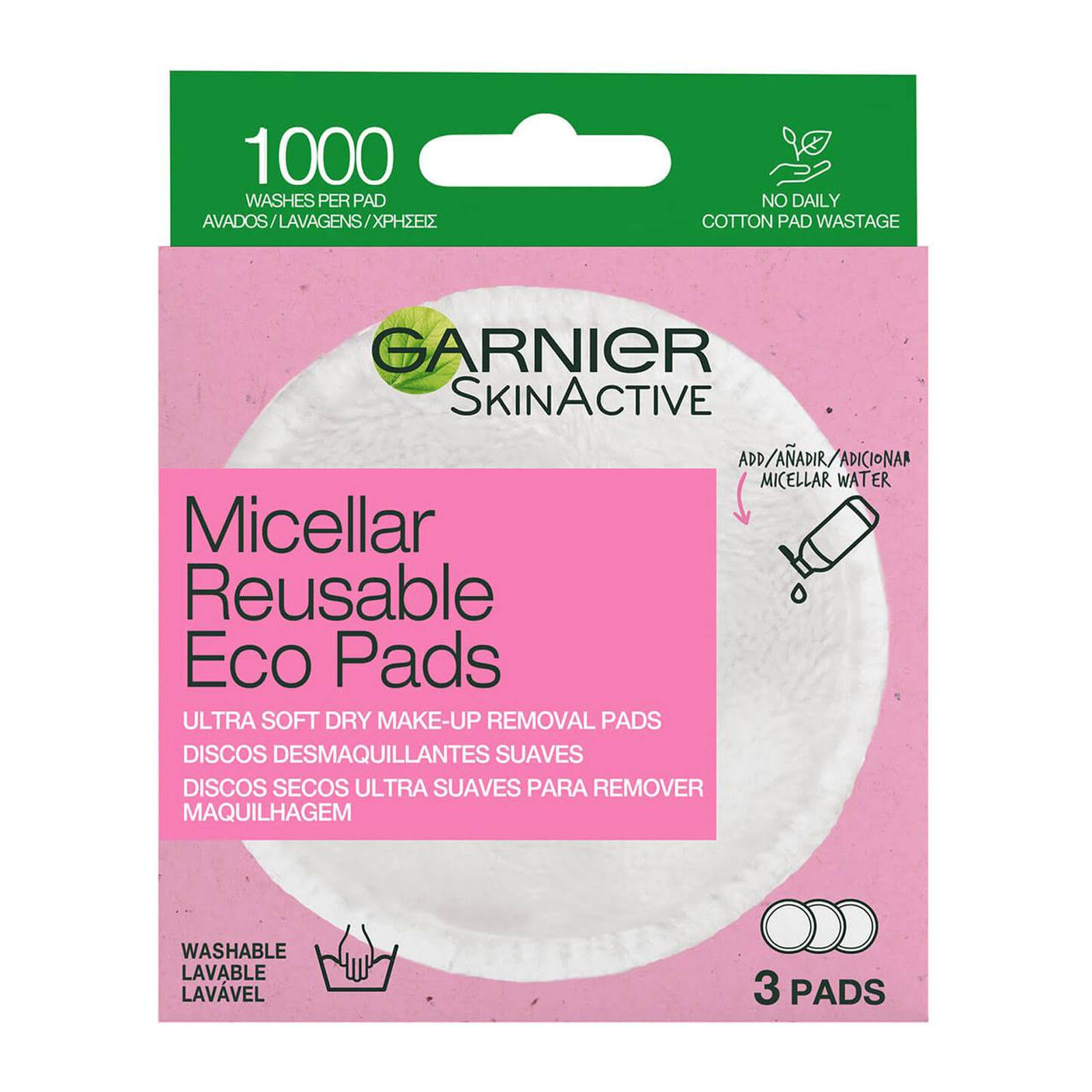 Garnier Micellar Reusable Make Up Remover Eco Pads (3)