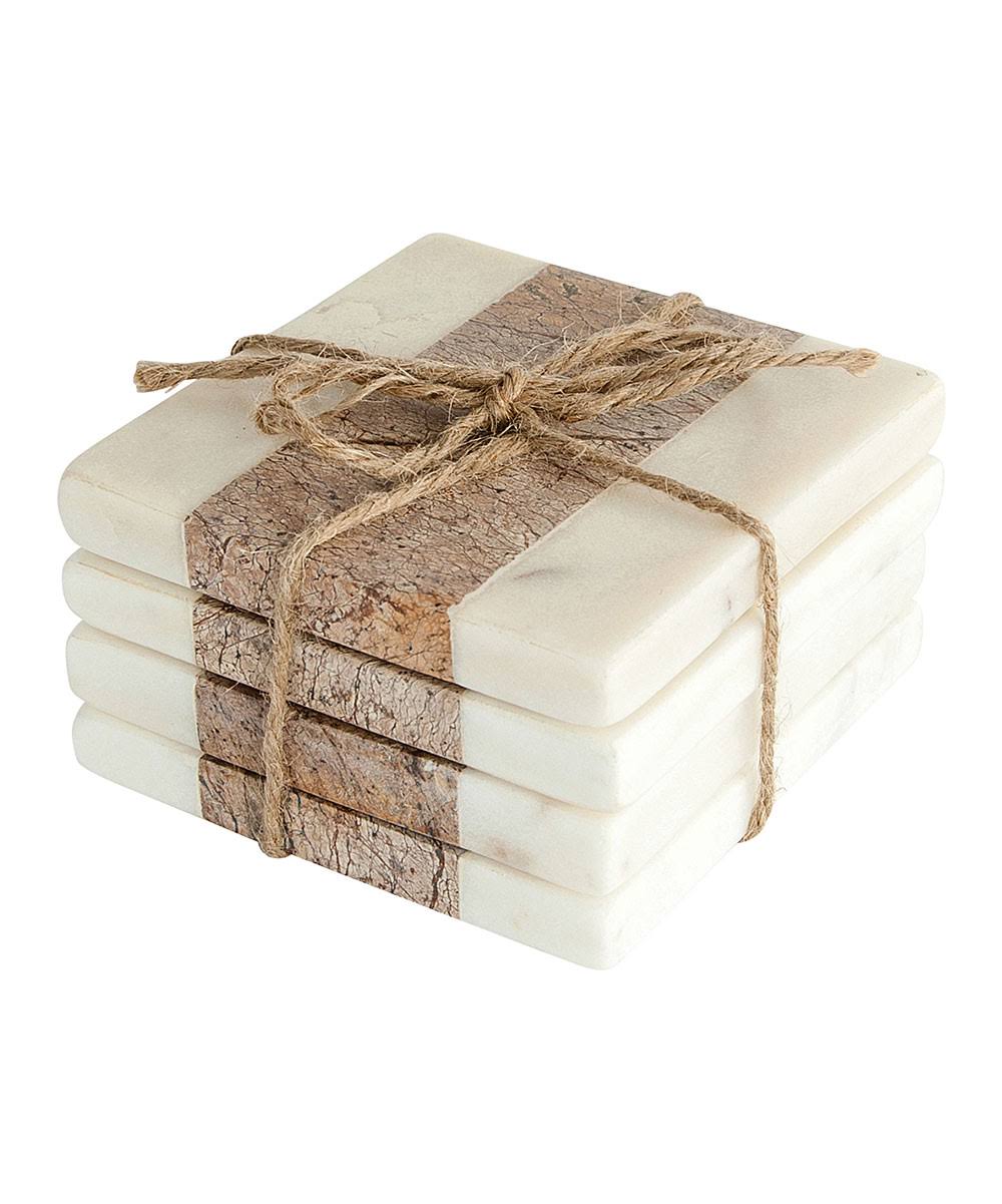 Creative Co-Op White Marble Coasters - Set of Four One-Size