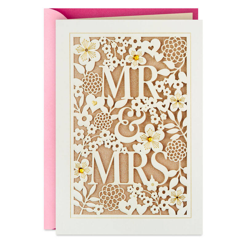 Hallmark Wedding Card, Floral Mr. and Mrs. Wedding Card