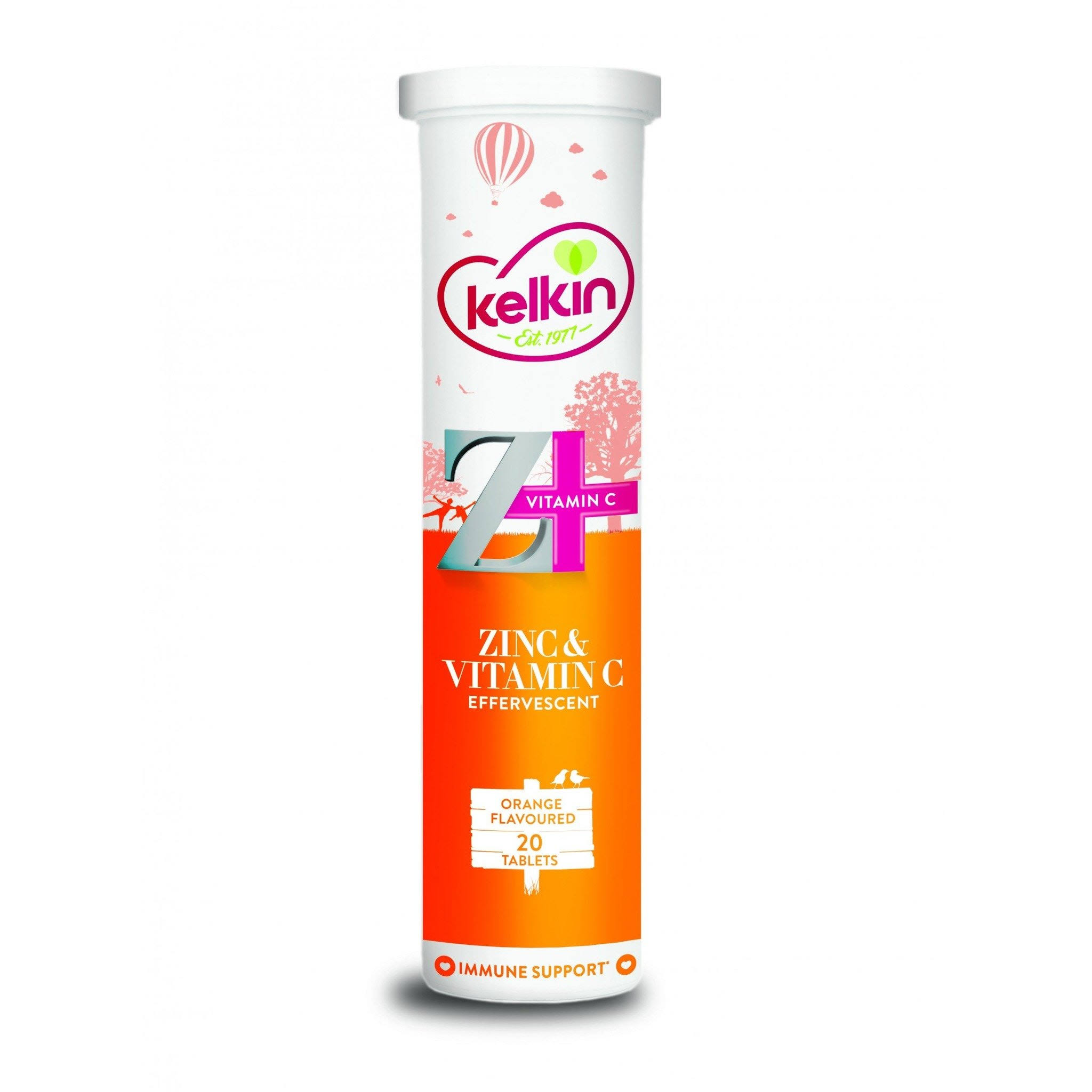Kelkin Zinc and Vitamin C Effervescent Tablets - Orange Flavored, 20pk