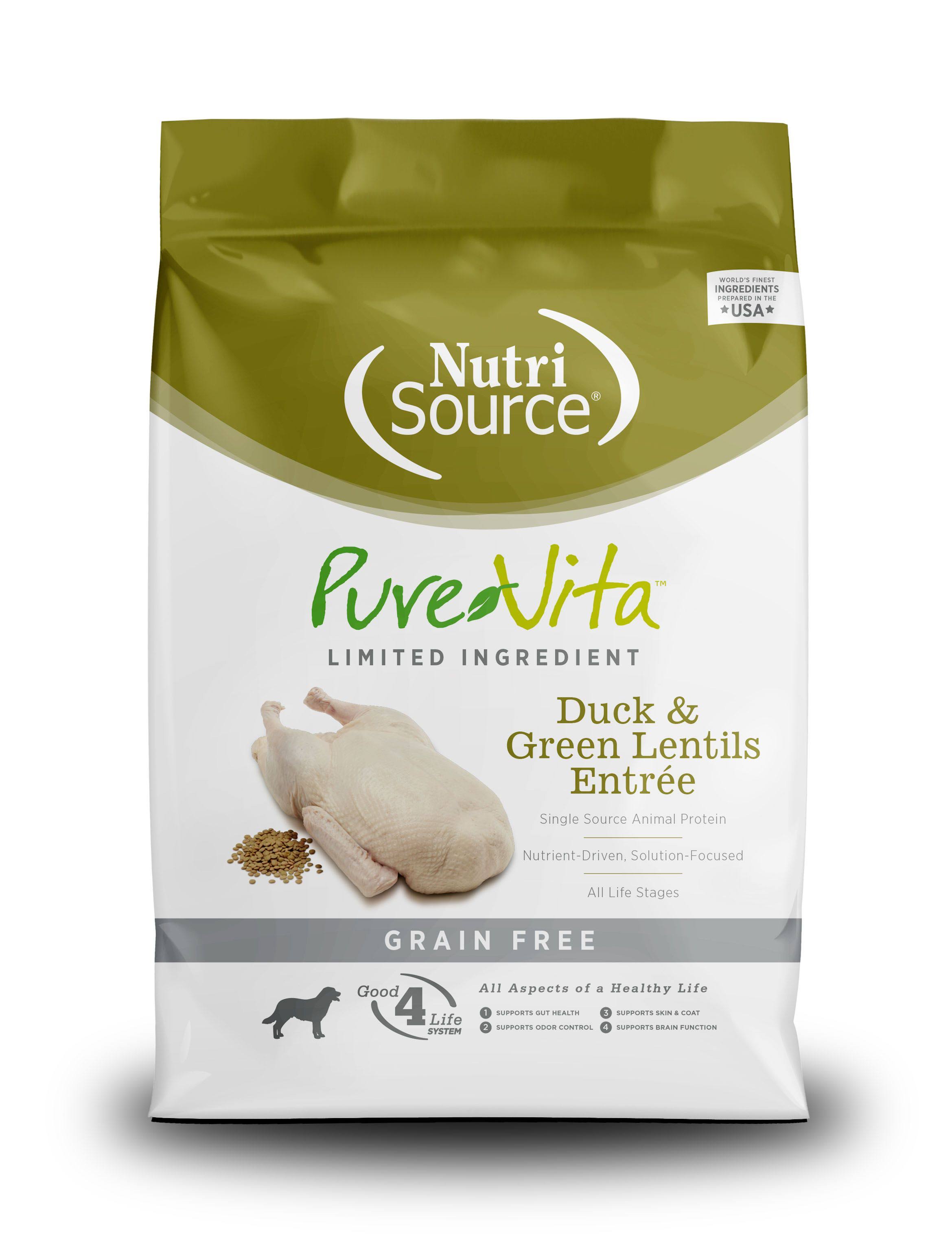 PureVita Grain Free Duck & Green Lentils Recipe Dry Dog Food, 15-lb