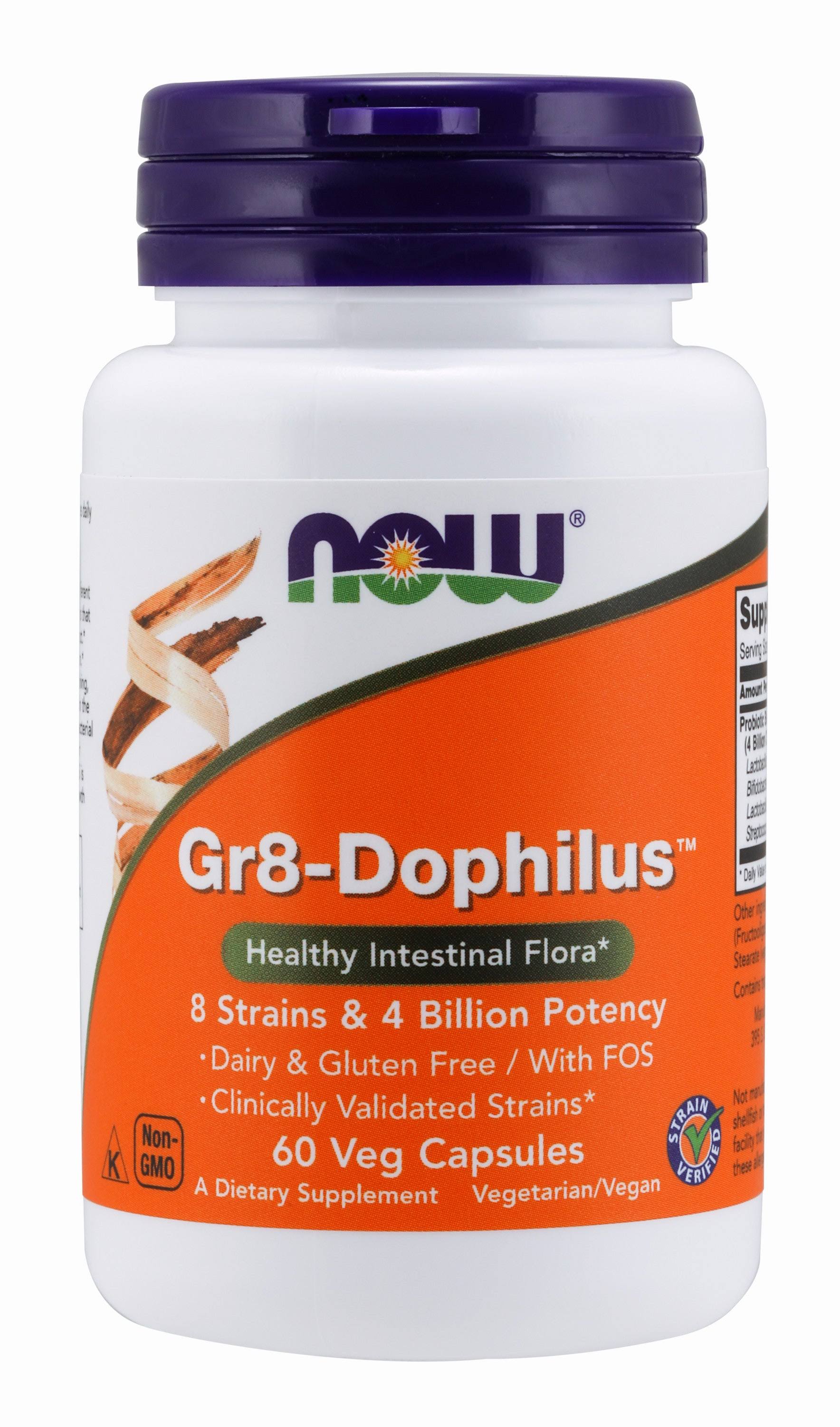 Now Foods Gr8-Dophilus Healthy Intestinal Flora - 60 Veg Capsules