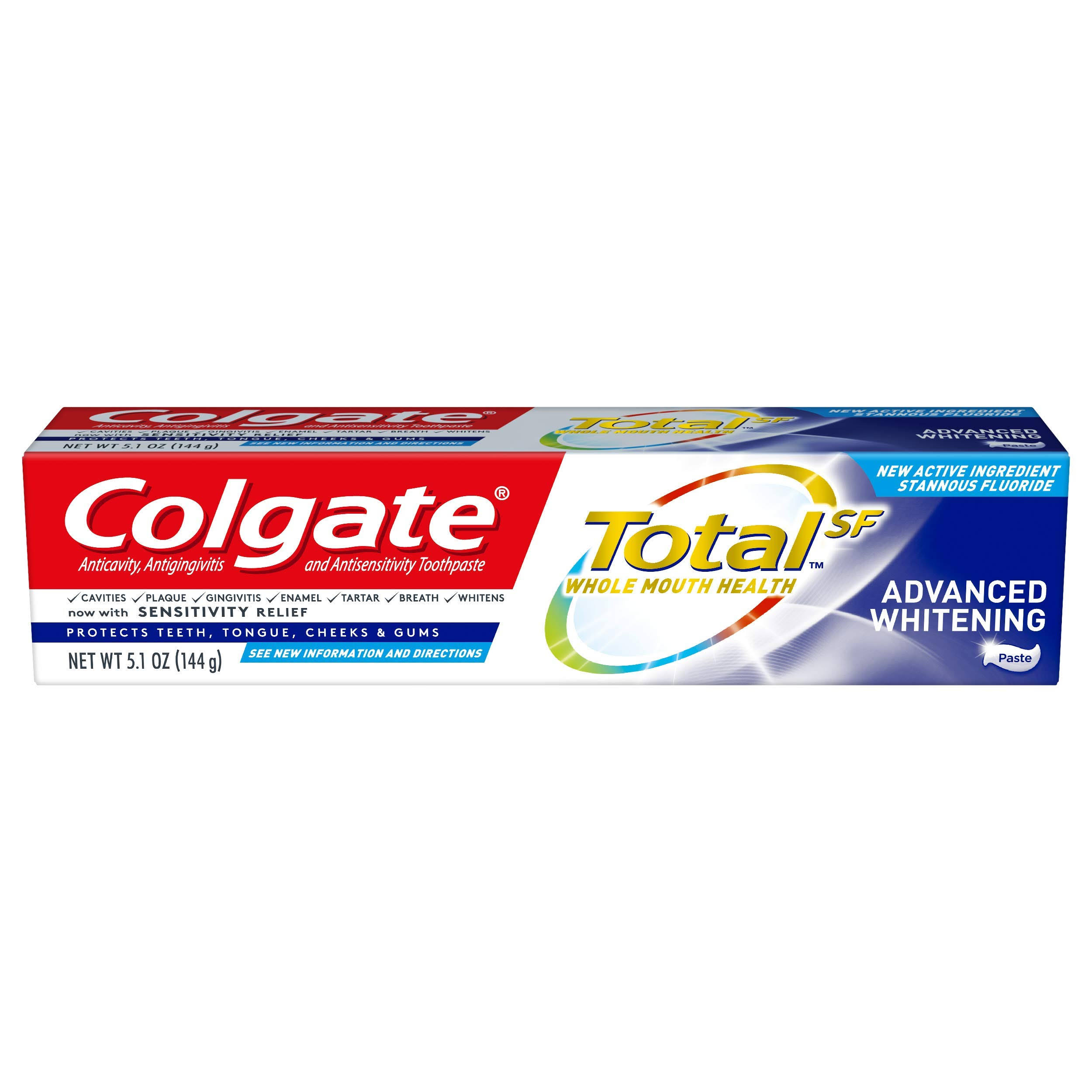 Colgate Total Whitening Toothpaste, Advanced Whitening, 5.1 oz