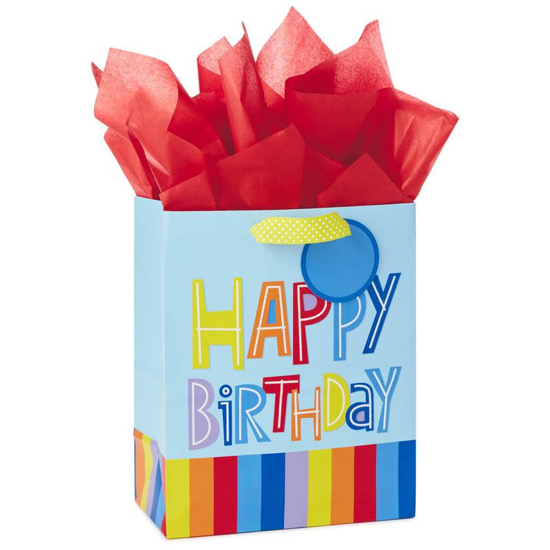 Happy Birthday Rainbow Medium Gift Bag with Tag and Tissue, 9.5"