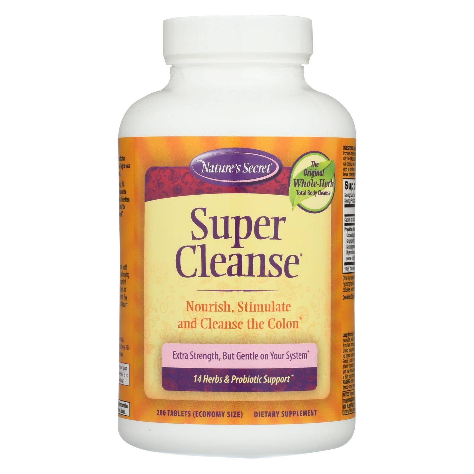 Nature's Secret Super Cleanse for Your Colon Supplement - 200 Tablets