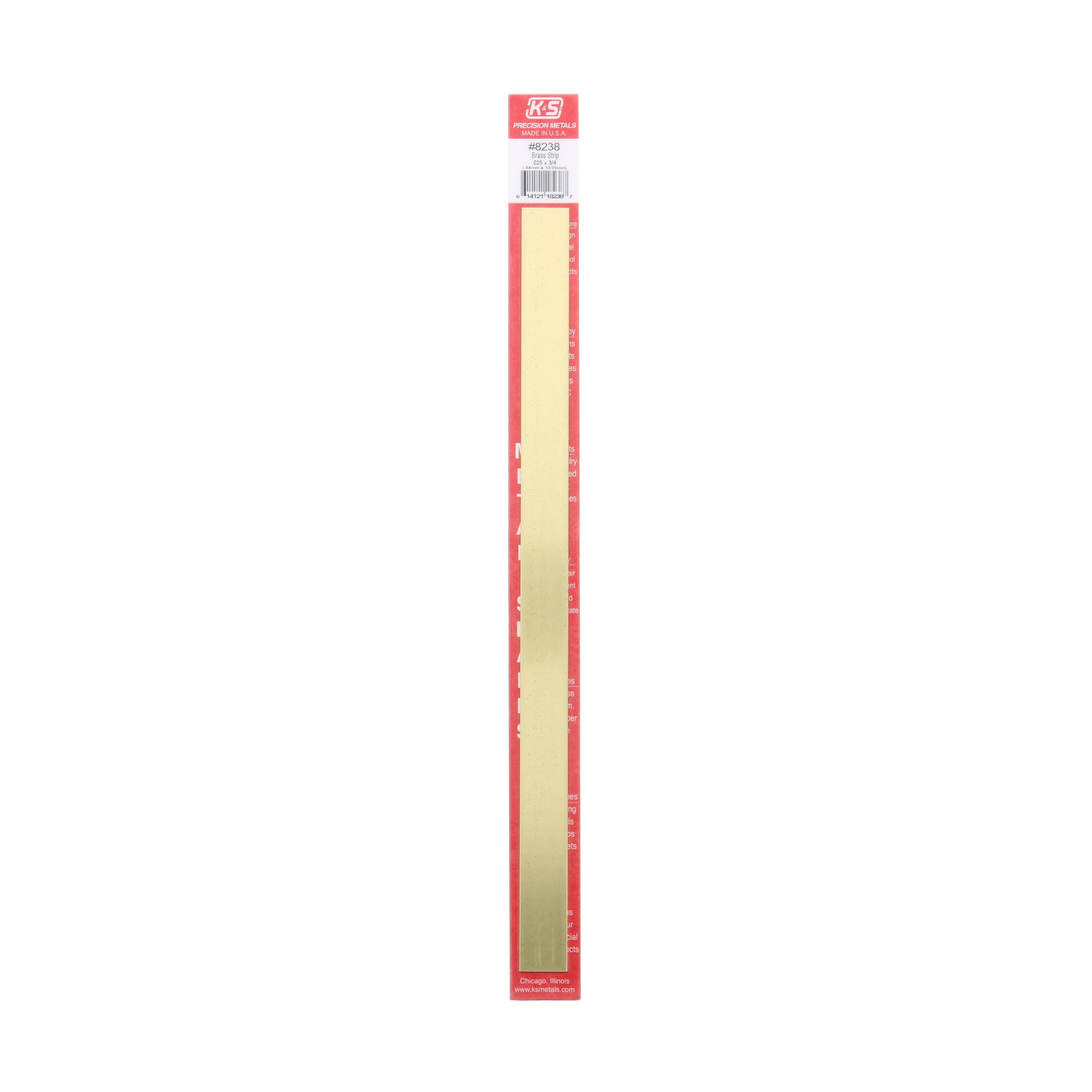 K&S [8238] 12in Brass Strip 3/4x.025