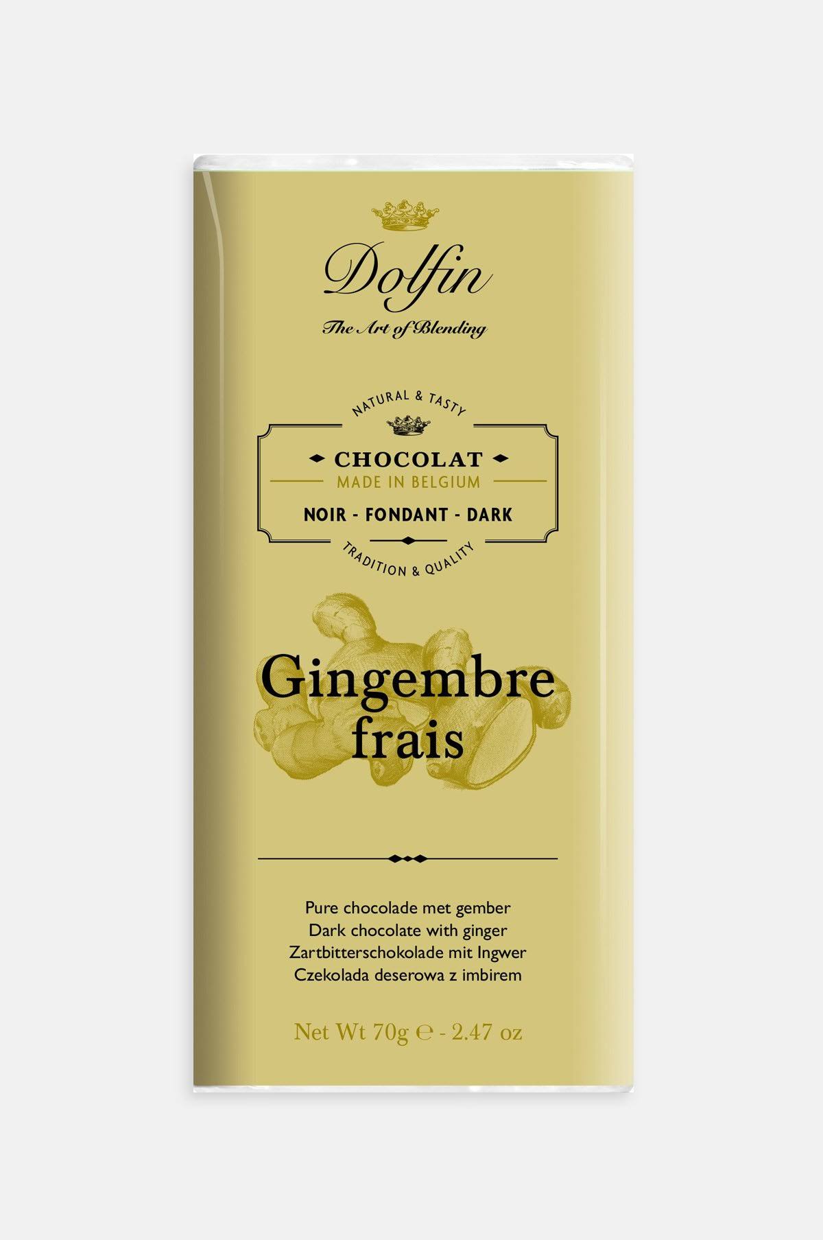 Dolfin Dark Chocolate Bar - with Fresh Ginger, 70g