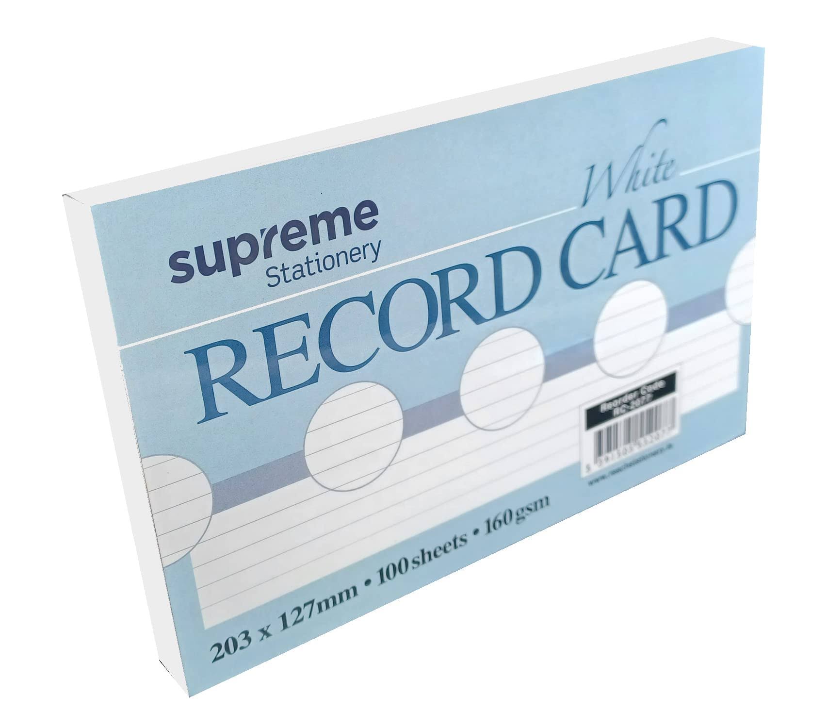 Supreme Ruled Record Cards - White