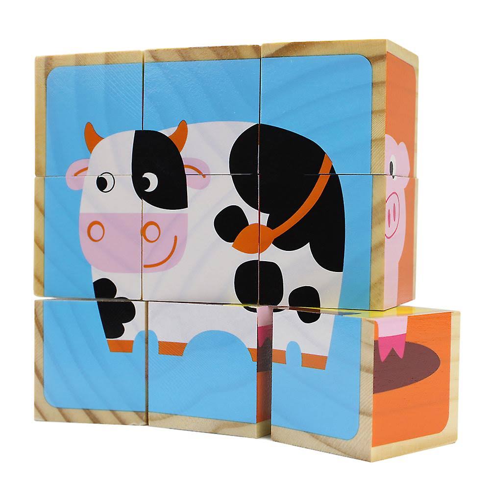 Professor Poplar's Barnyard Animals Stacking Puzzle Blocks - 9pcs