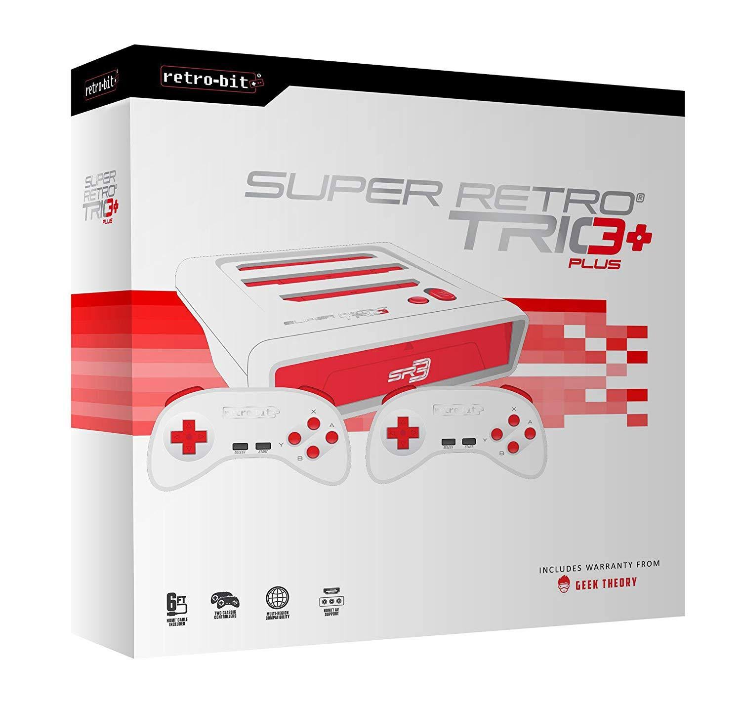 Retro-Bit Super Retro Trio HD Plus 720P 3 In 1 Console System - HDMI Port - For Original NES/SNES, Super Nintendo And Sega Genesis Games - Red/White